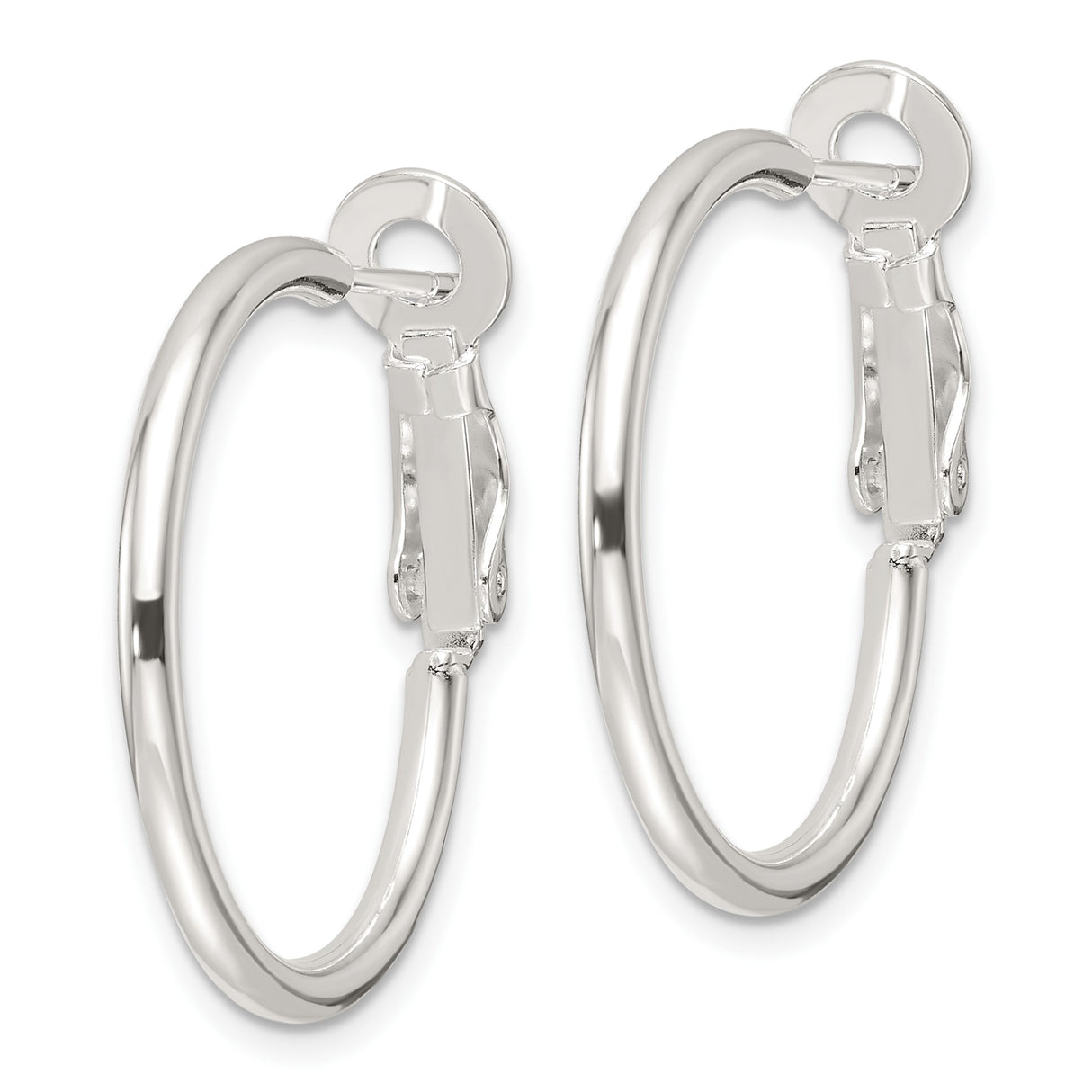 Sterling Silver Hoop Earrings, Polished Minimalist Design with Latch-Back Closure