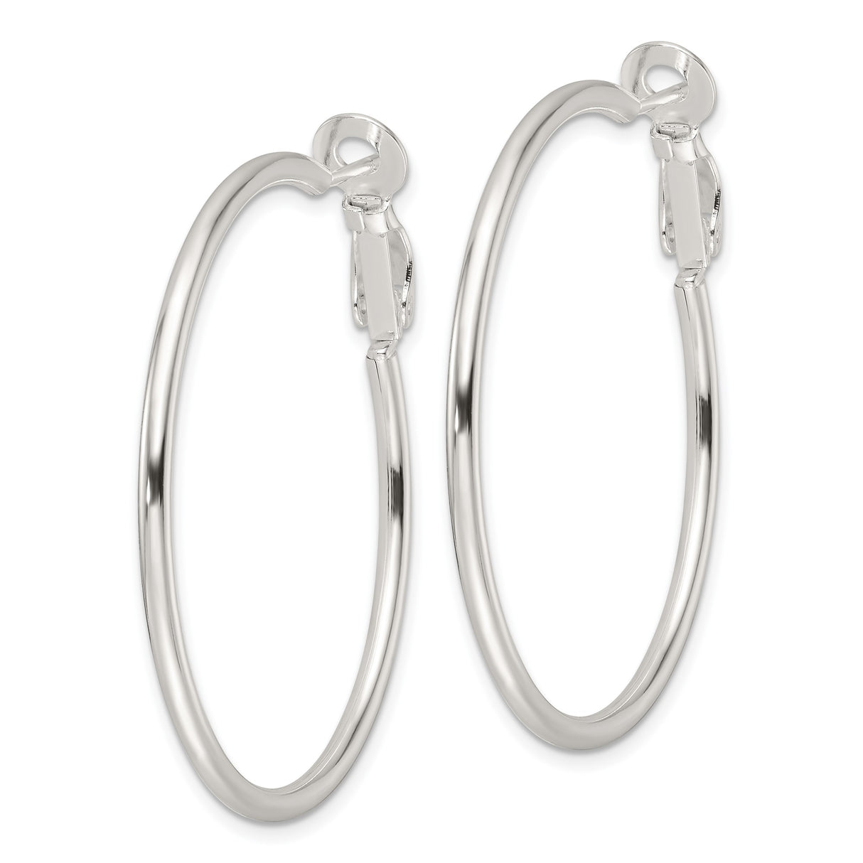Sterling Silver Hoop Earrings, Polished Finish, Classic Round Design, Hinged Clasp Closure