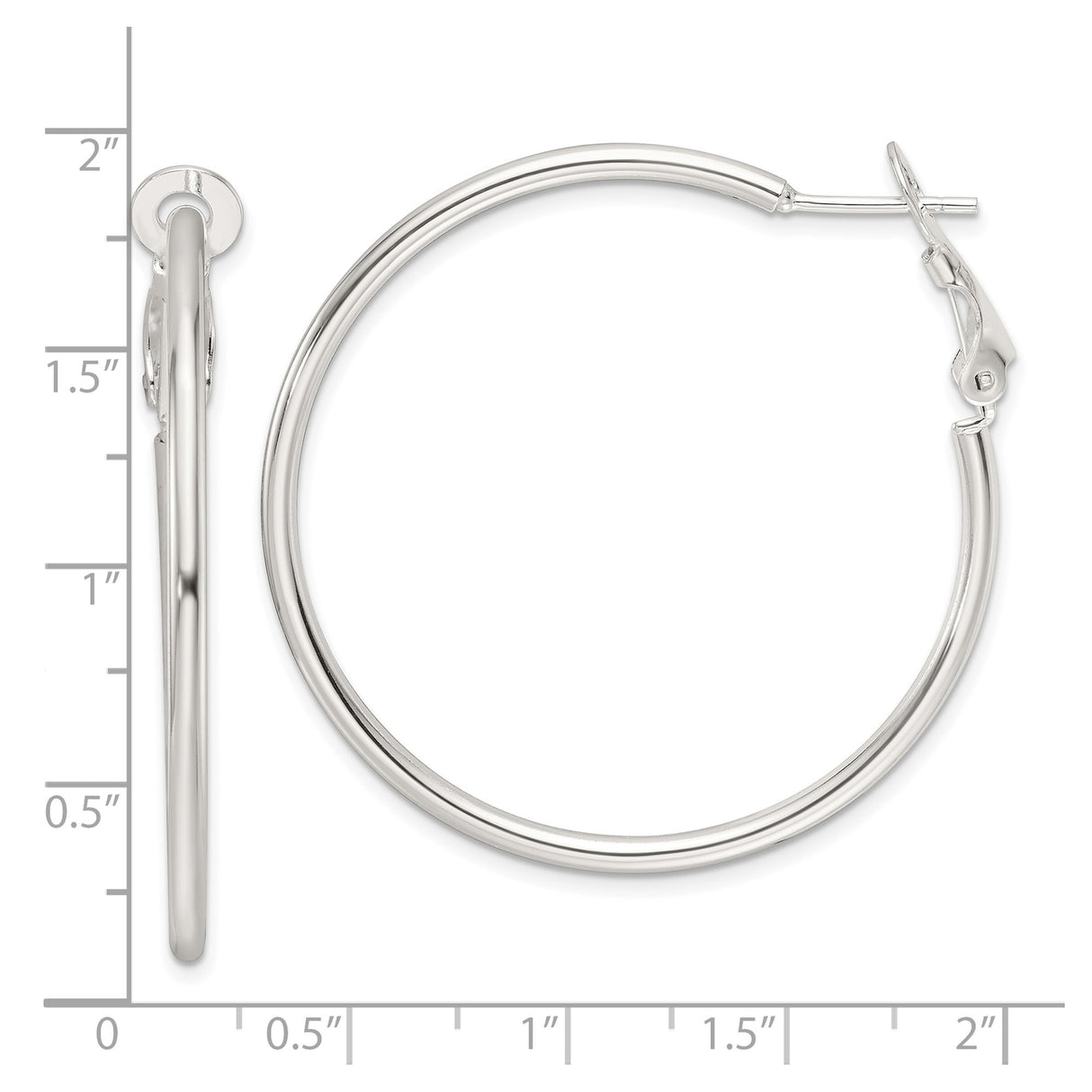 Sterling Silver Hoop Earrings, Polished Finish, Classic Round Design, Hinged Clasp Closure