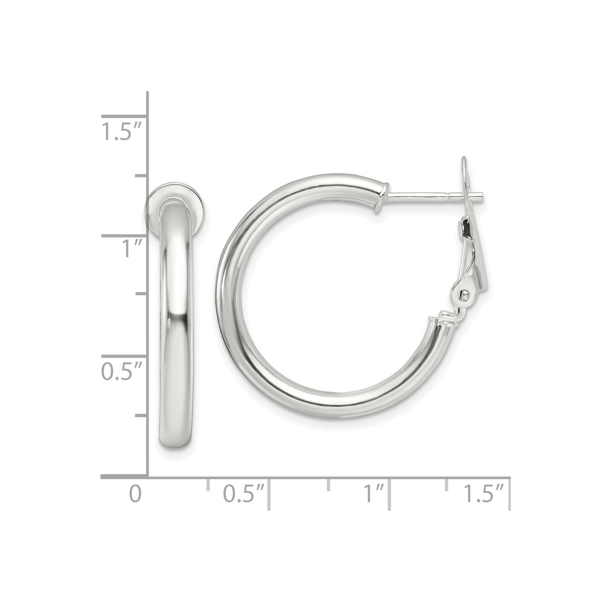 Sterling Silver Hoop Earrings, Polished Finish, Classic Round Minimalist Design for Women