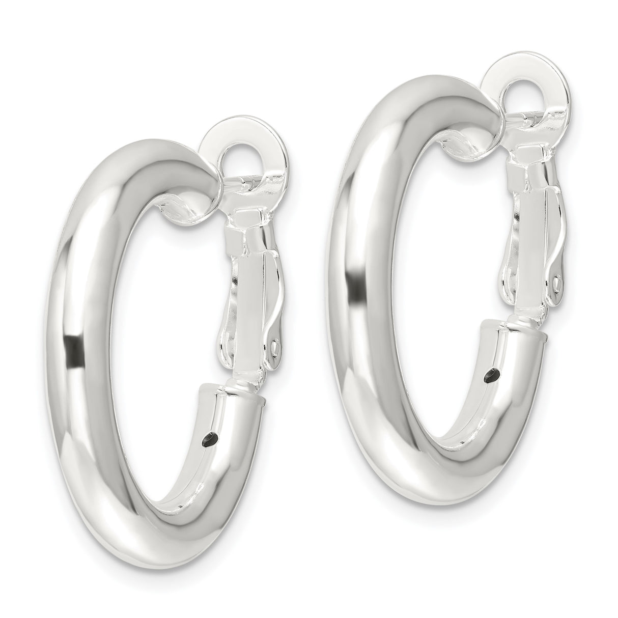 Sterling Silver Hoop Earrings, Classic Round Polished Design with Hinged Snap Closure