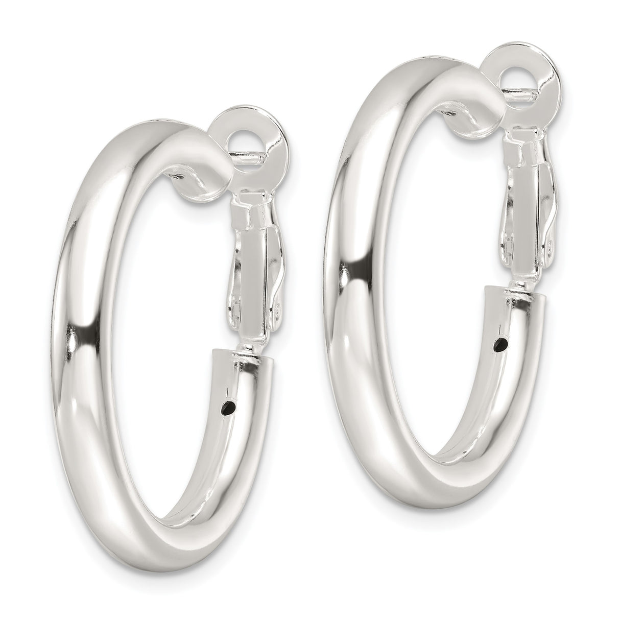 Sterling Silver Hoop Earrings with Polished Finish and Hinged Snap Closure, Minimalist Round Design
