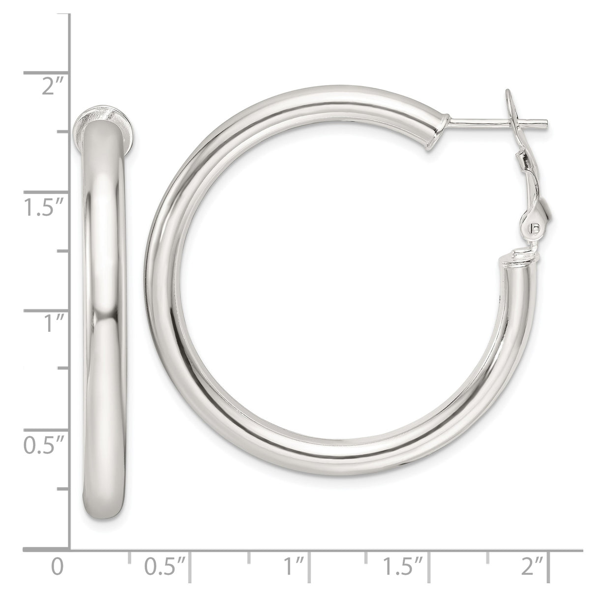 Sterling Silver Hoop Earrings, Smooth Polished Finish, Classic Minimalist Style for Women