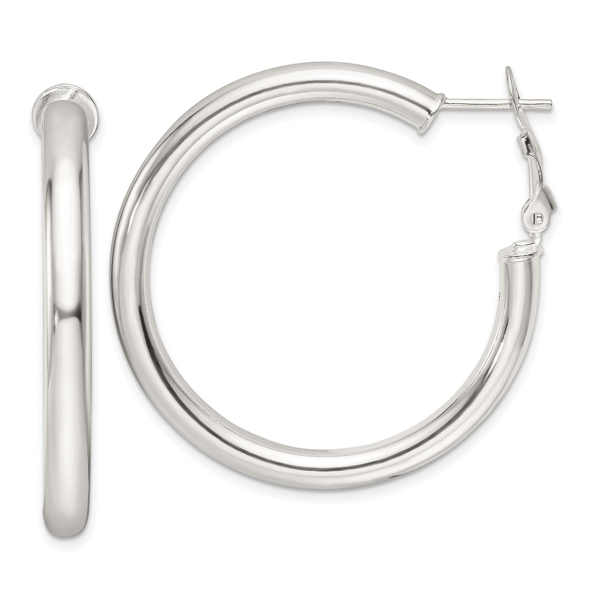 Sterling Silver Hoop Earrings, Smooth Polished Finish, Classic Minimalist Style for Women