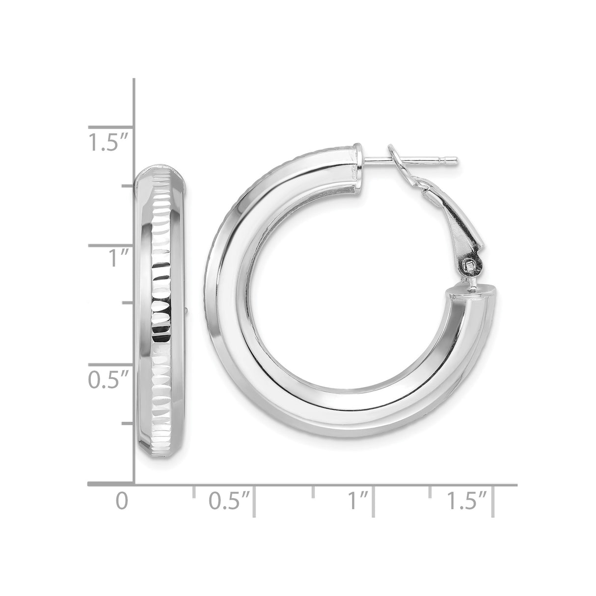 Sterling Silver Hoop Earrings with Polished Finish and Hammered Texture for Women