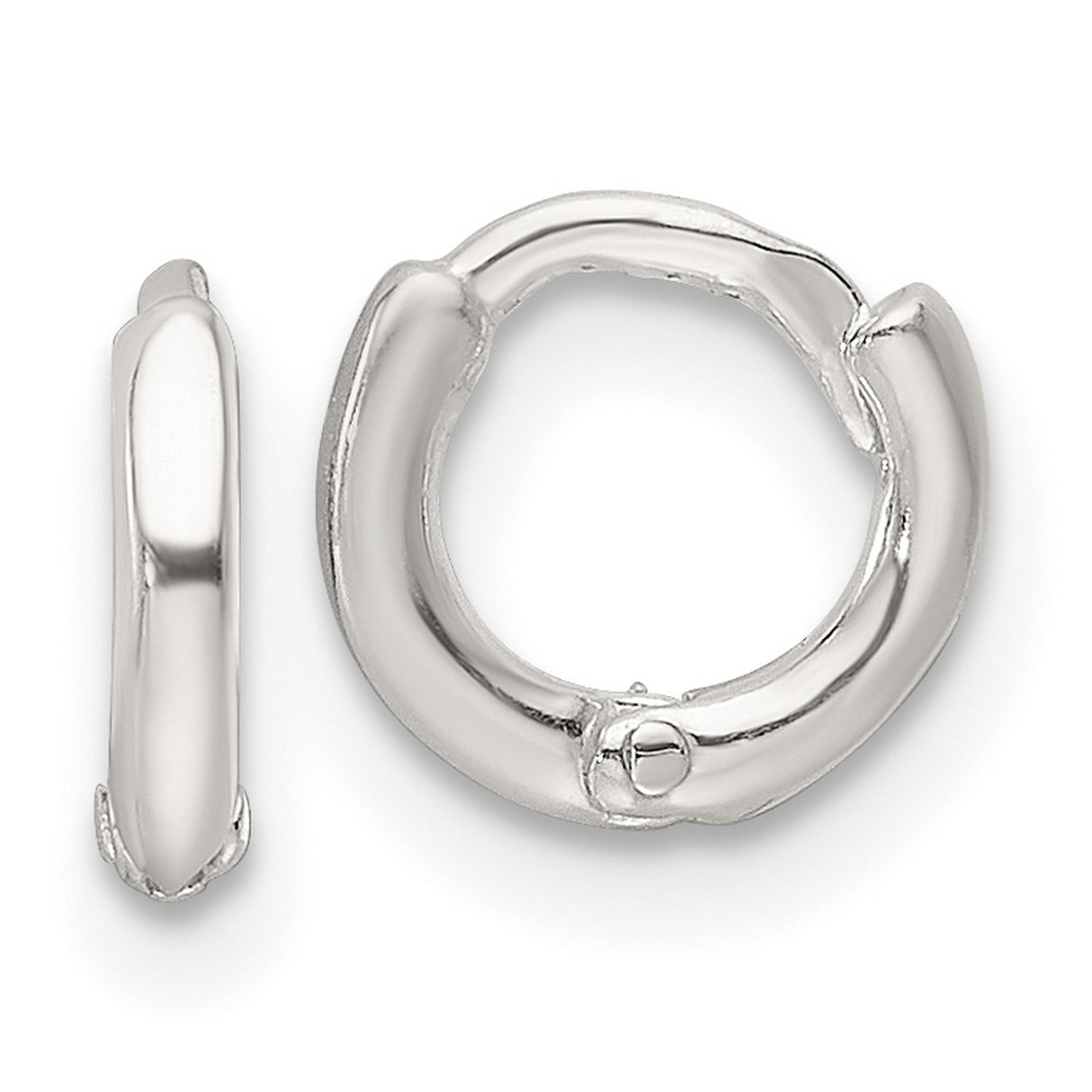 Sterling Silver Small Hoop Earrings, Polished Minimalist Hinged Hoops, Unisex Lightweight Design