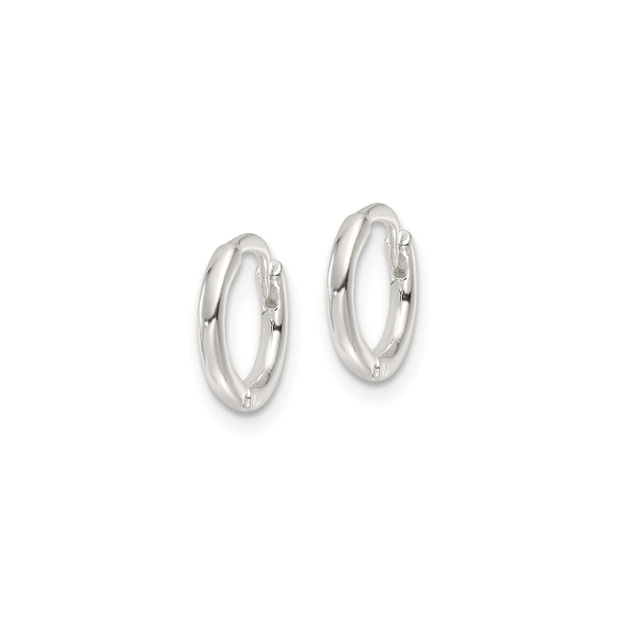 Sterling Silver Hoop Earrings, Rounded Polished Minimalist Design, Unisex Hinged Closure Style