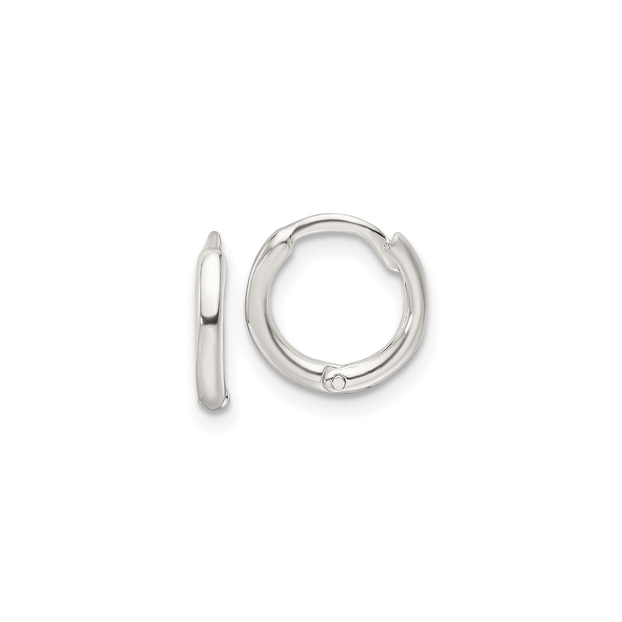 Sterling Silver Hoop Earrings, Rounded Polished Minimalist Design, Unisex Hinged Closure Style