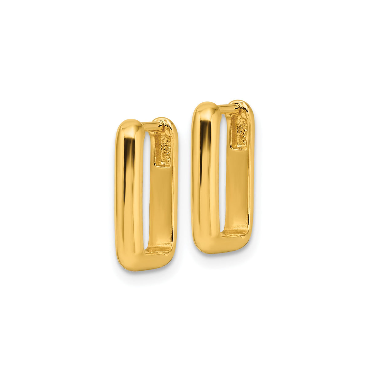 Sterling Silver Rectangular Hoop Earrings, Gold Plated, Modern Geometric Design