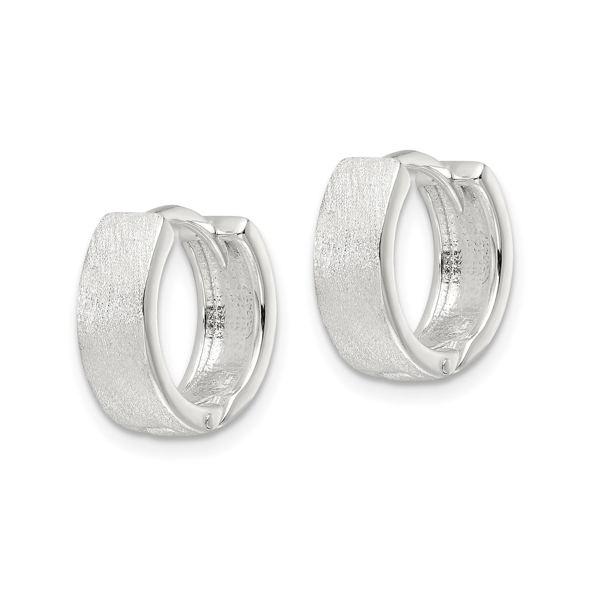 Sterling Silver Hoop Earrings, Brushed and Polished Finish, Classic Minimalist Design