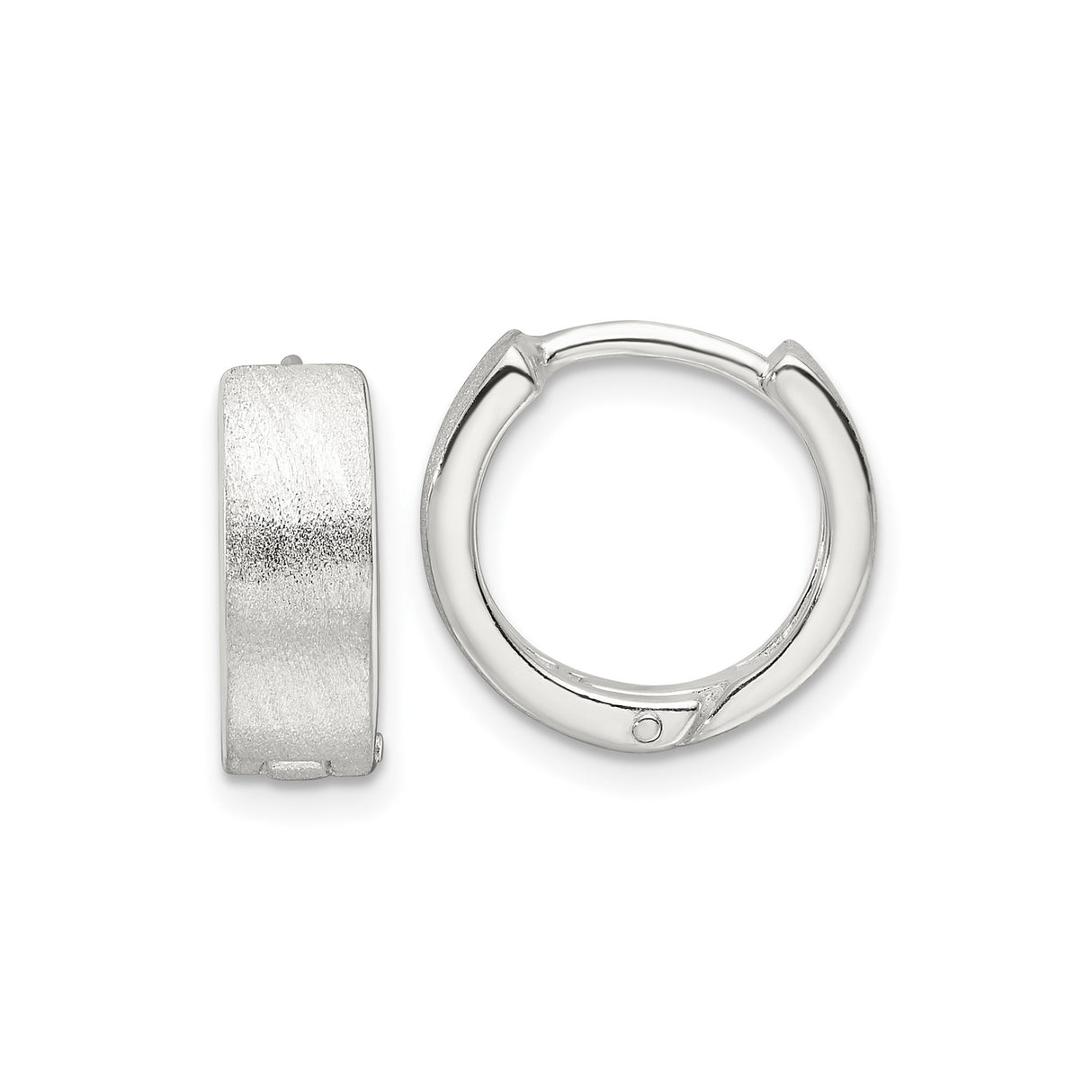 Sterling Silver Hoop Earrings, Brushed and Polished Finish, Classic Minimalist Design