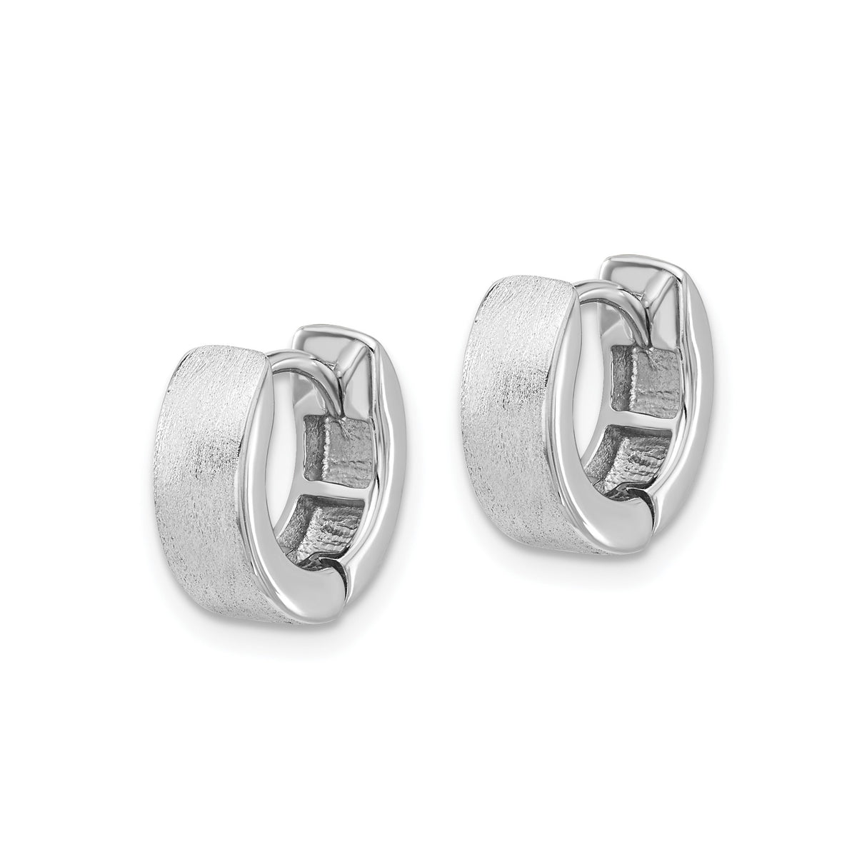 Sterling Silver Huggie Hoop Earrings with Brushed and Polished Finish, Minimalist Contemporary Style