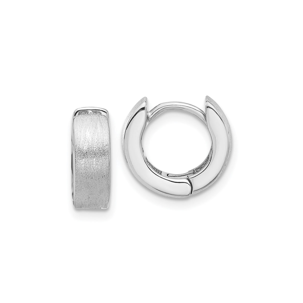 Sterling Silver Huggie Hoop Earrings with Brushed and Polished Finish, Minimalist Contemporary Style