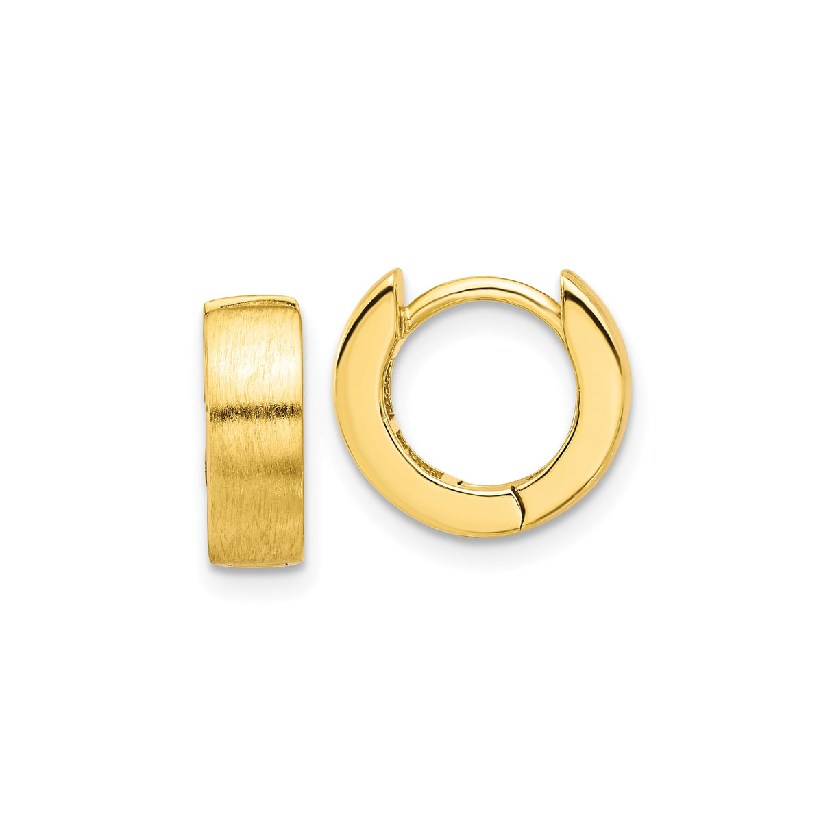 Sterling Silver Huggie Hoop Earrings, Gold-Plated, Brushed and Polished Minimalist Design