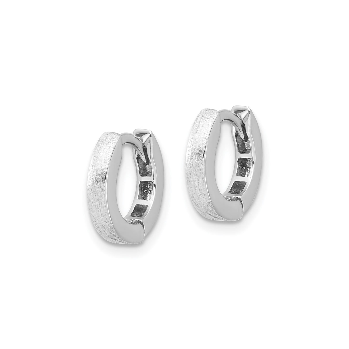 Sterling Silver Hoop Earrings, Polished Front and Brushed Sides, Modern Minimalist Unisex Style