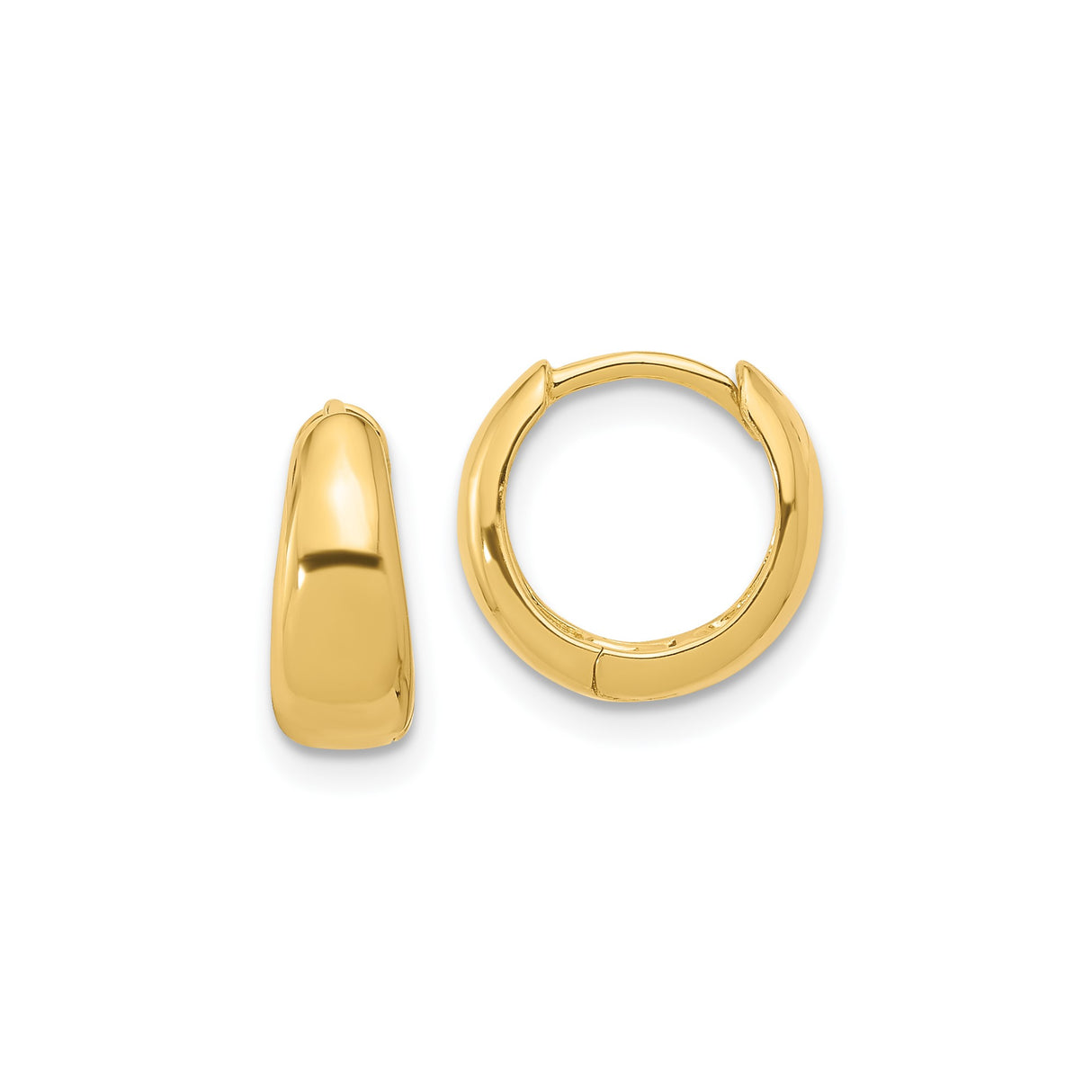 Sterling Silver Gold Plated Chunky Hoop Earrings with Smooth Polished Finish, Modern Minimalist Jewelry