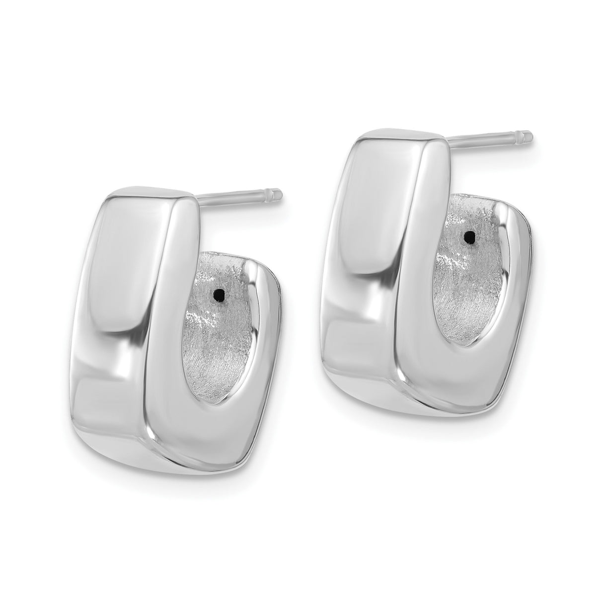 Sterling Silver Hoop Earrings, Geometric Square Design, Modern Minimalist Style for Women