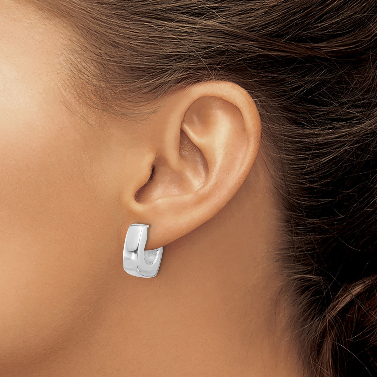 Sterling Silver Hoop Earrings, Geometric Square Design, Modern Minimalist Style for Women