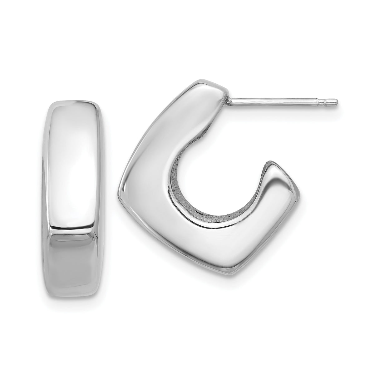 Sterling Silver Hoop Earrings, Geometric Square Design, Modern Minimalist Style for Women