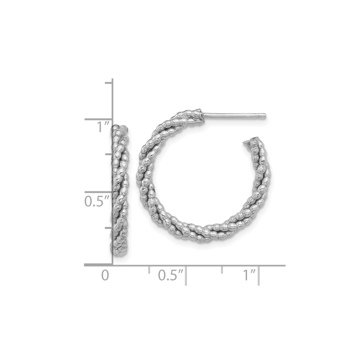 Sterling Silver Twisted Hoop Earrings with Textured Beaded Rope Design