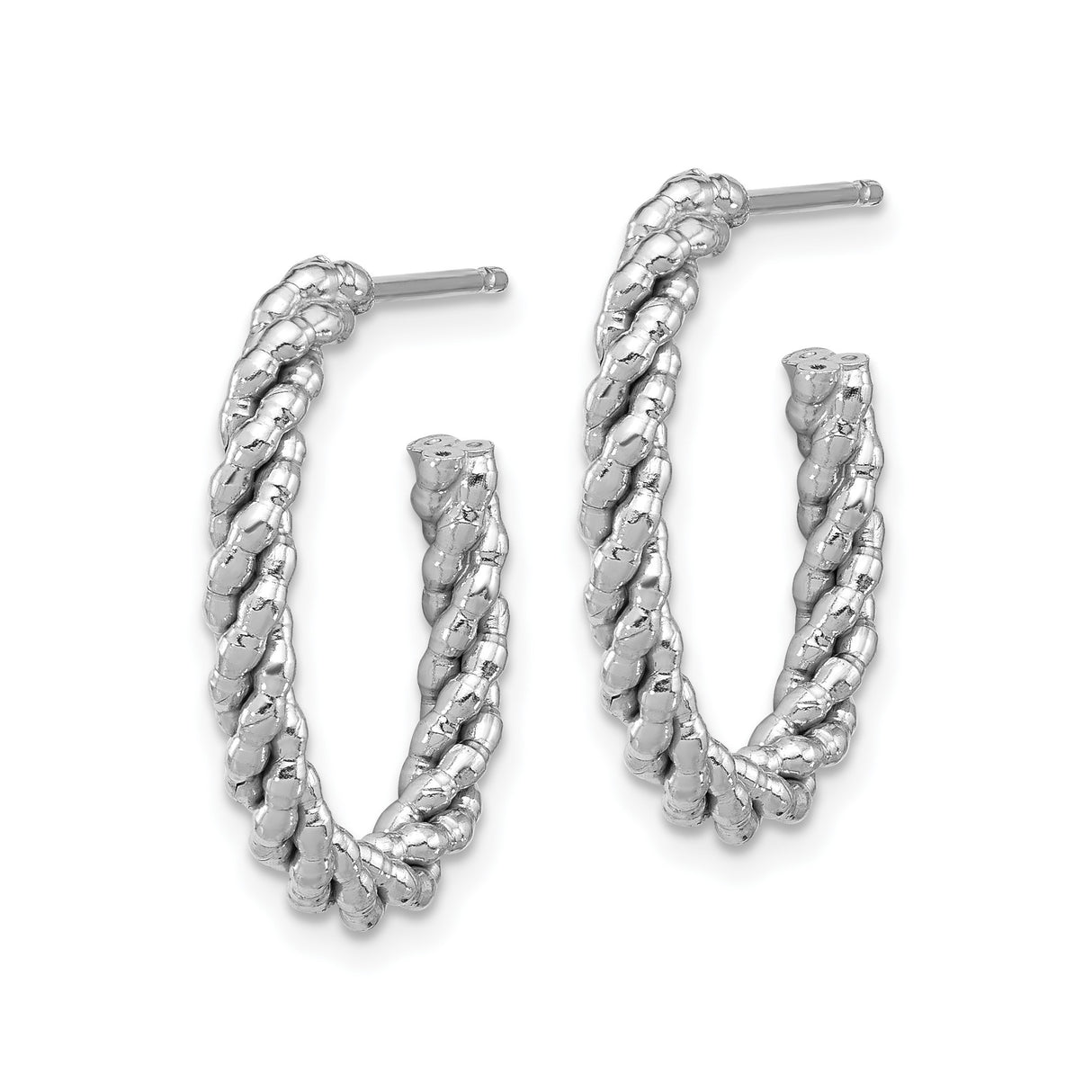 Sterling Silver Twisted Oval Hoop Earrings with Textured Rope Design