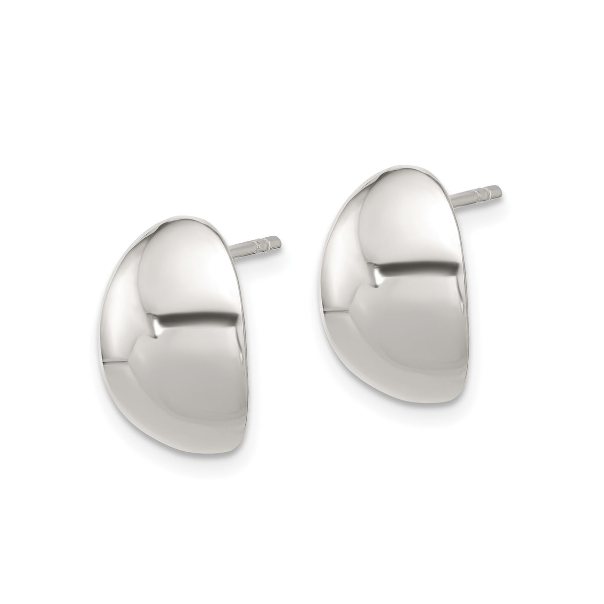 Sterling Silver Dome Stud Earrings, Smooth Polished Minimalist Modern Design