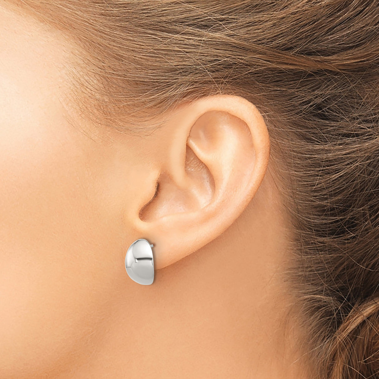 Sterling Silver Dome Stud Earrings, Smooth Polished Minimalist Modern Design