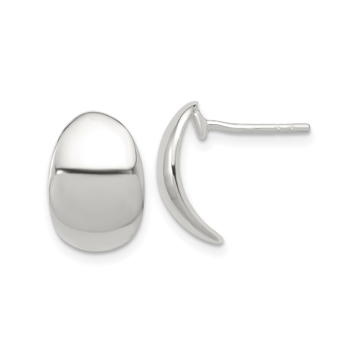 Sterling Silver Dome Stud Earrings, Smooth Polished Minimalist Modern Design