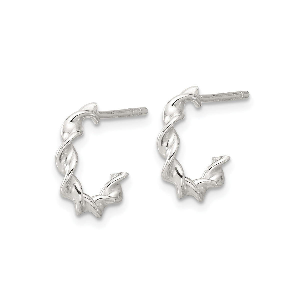 Sterling Silver Twisted Hoop Earrings with Vine and Leaf Design