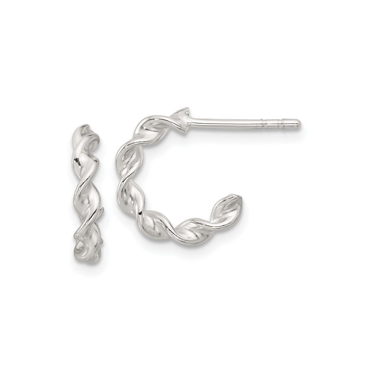 Sterling Silver Twisted Hoop Earrings with Vine and Leaf Design