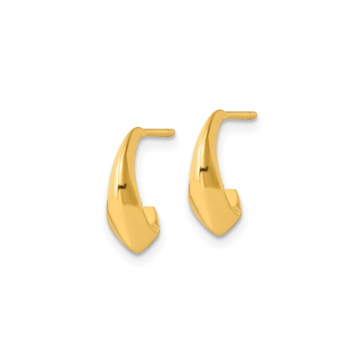 Sterling Silver Gold Plated Hoop Earrings, Crescent Shape with Pointed End, Modern Minimalist Style