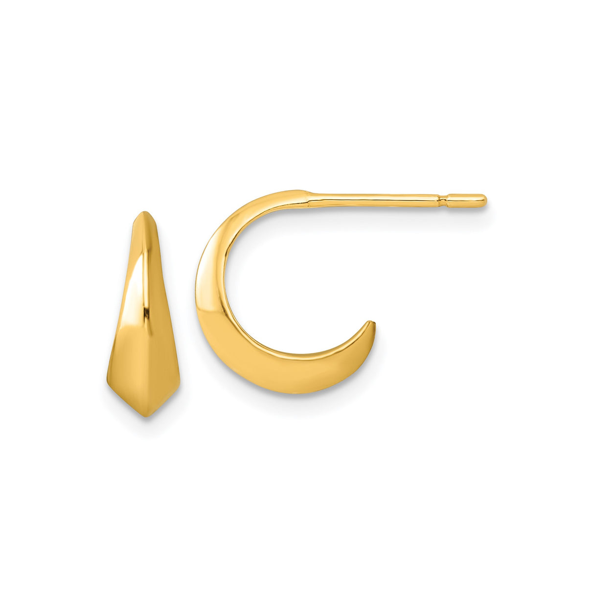 Sterling Silver Gold Plated Hoop Earrings, Crescent Shape with Pointed End, Modern Minimalist Style