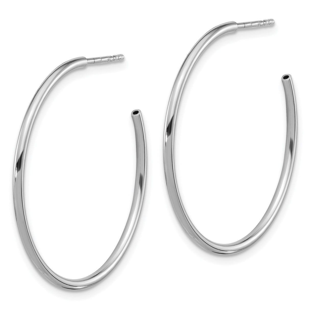Sterling Silver Hoop Earrings, Polished Hollow C-Hoop Design, Lightweight Minimalist Style for Women