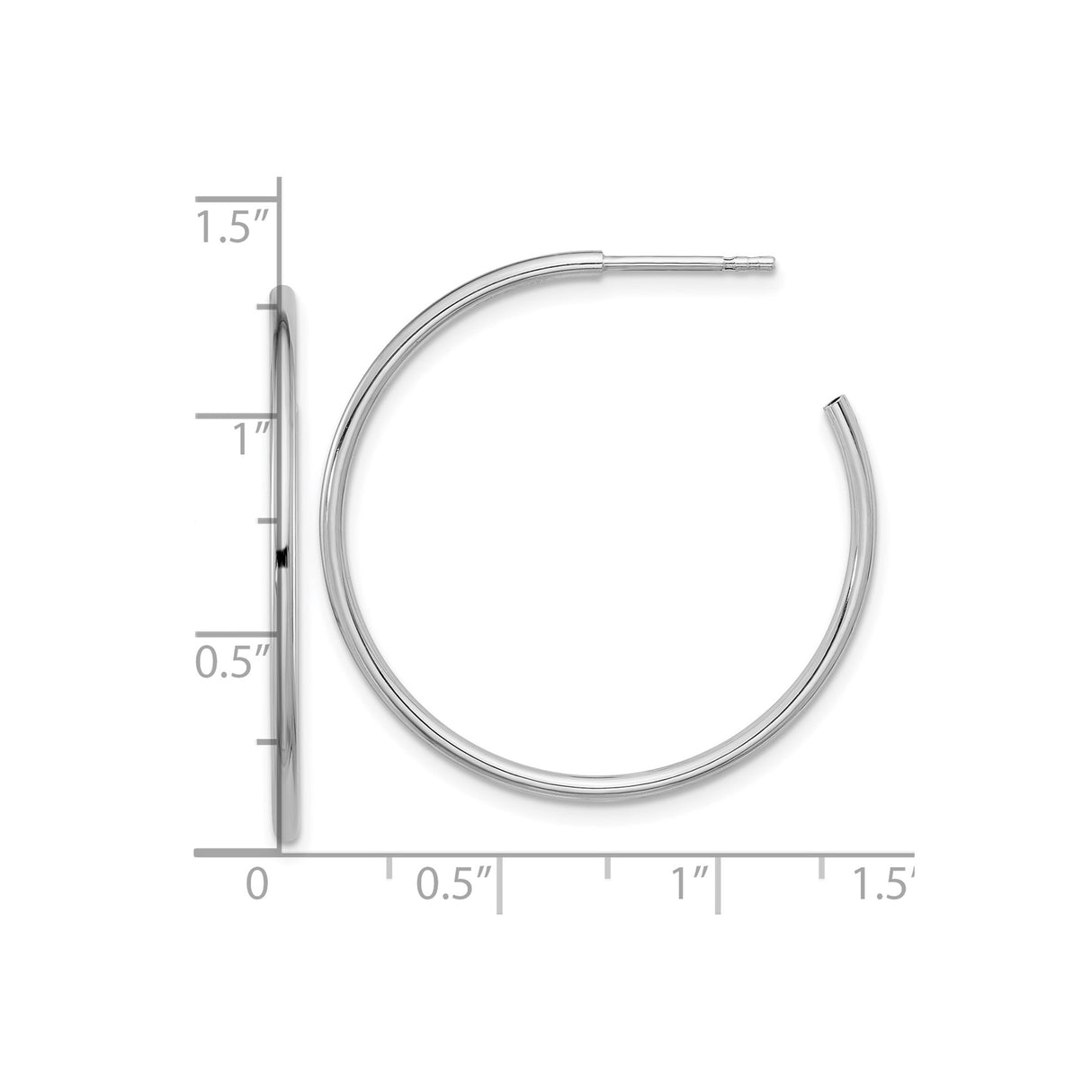 Sterling Silver Hoop Earrings, Polished Hollow C-Hoop Design, Lightweight Minimalist Style for Women