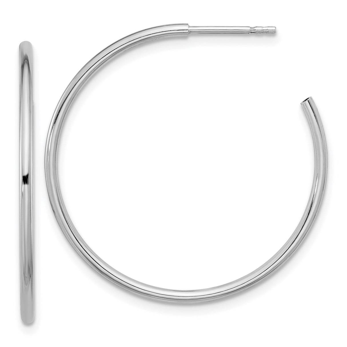 Sterling Silver Hoop Earrings, Polished Hollow C-Hoop Design, Lightweight Minimalist Style for Women