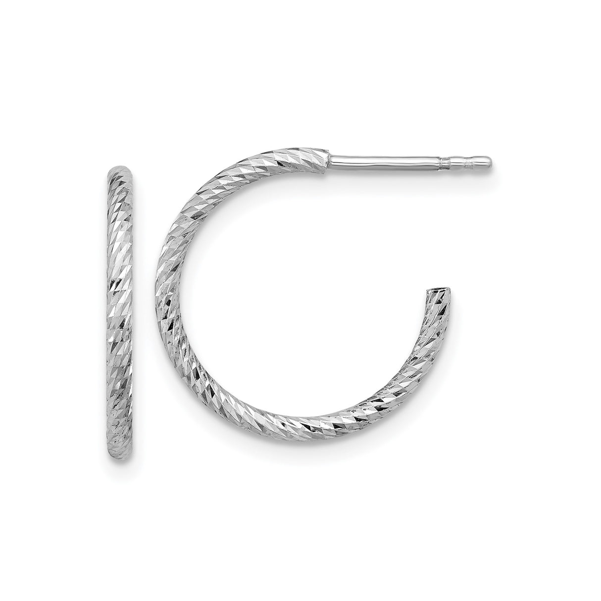 Sterling Silver Hoop Earrings, Diamond Cut Textured Half Hoops, Modern Minimalist Style