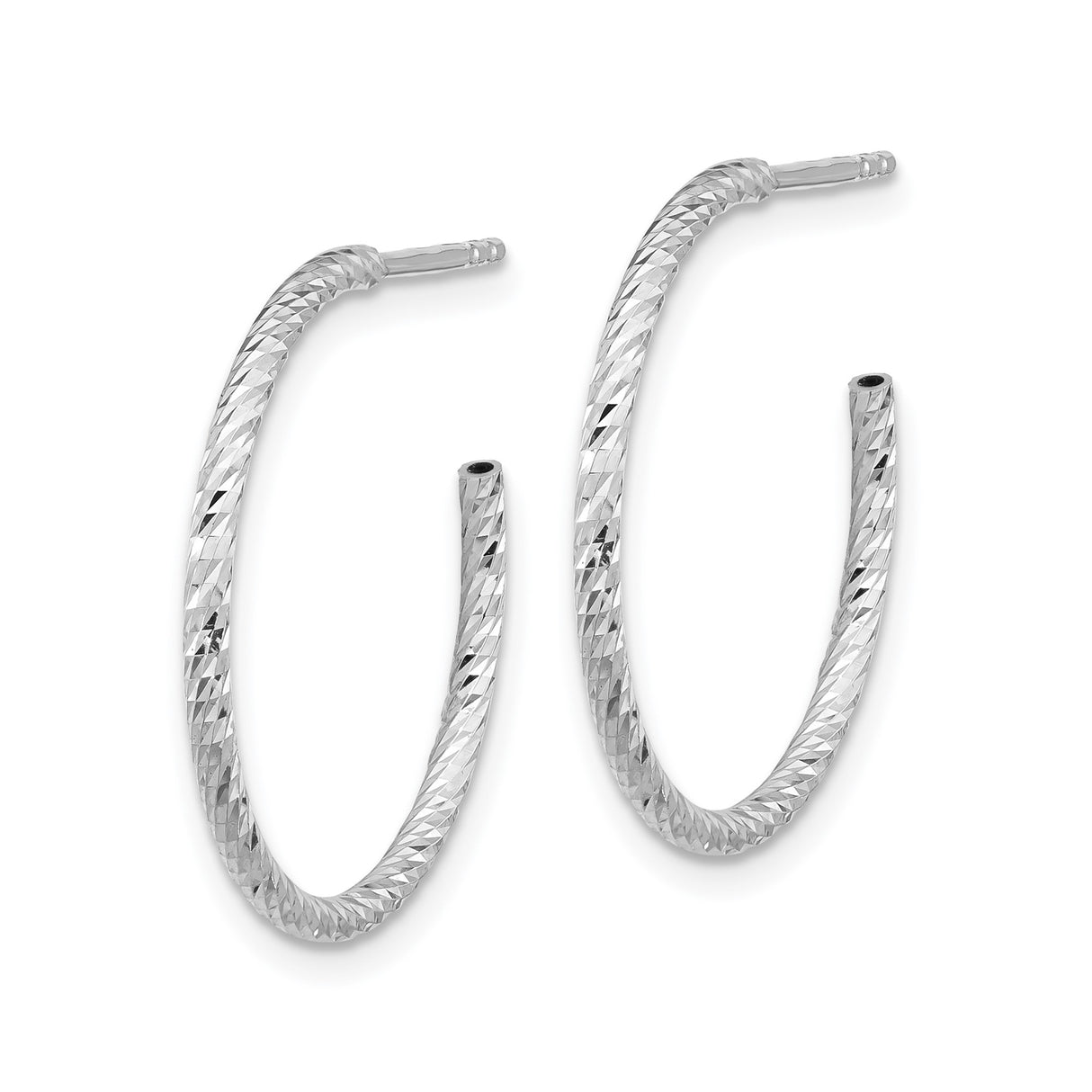 Sterling Silver Hoop Earrings, Diamond Cut Textured Medium Tube Design, Lightweight and Polished