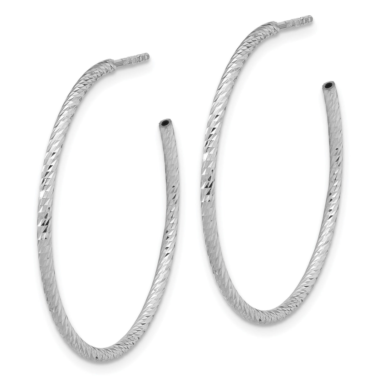 Sterling Silver Hoop Earrings, Textured Diamond Cut Design, Lightweight Everyday Style