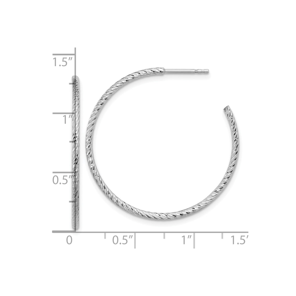 Sterling Silver Hoop Earrings, Textured Diamond Cut Design, Lightweight Everyday Style