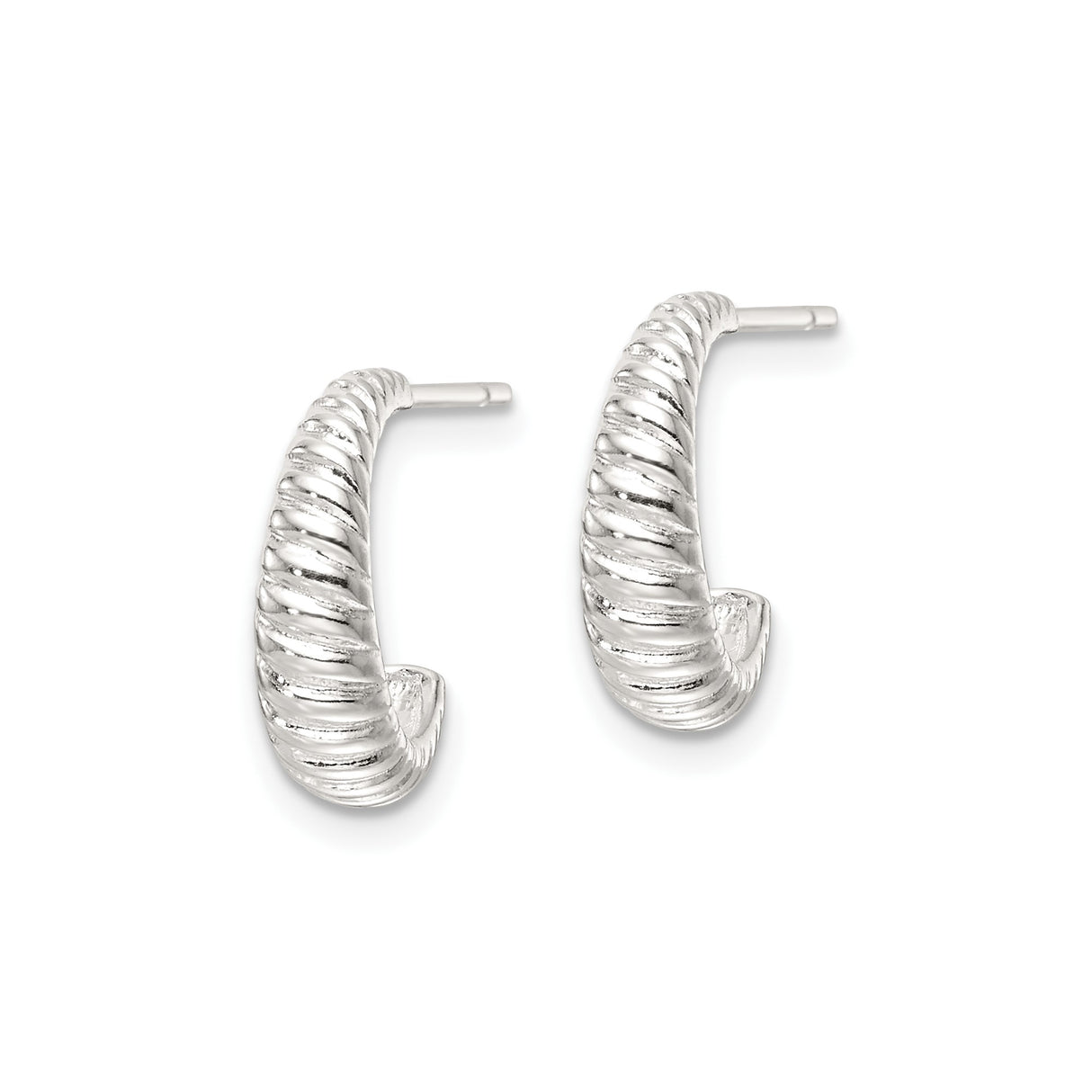Sterling Silver Twisted Rope Hoop Earrings, Polished Textured Half Hoops for Women
