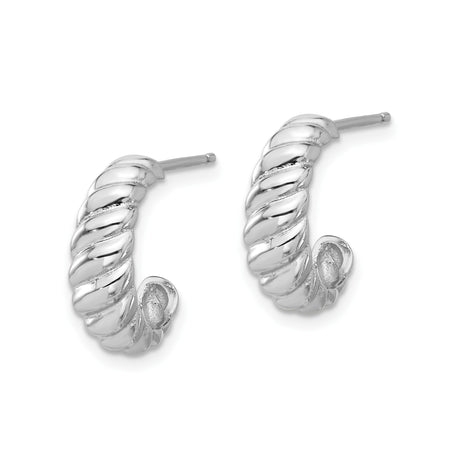 Sterling Silver Hoop Earrings with Twisted Rope Design and Polished Finish