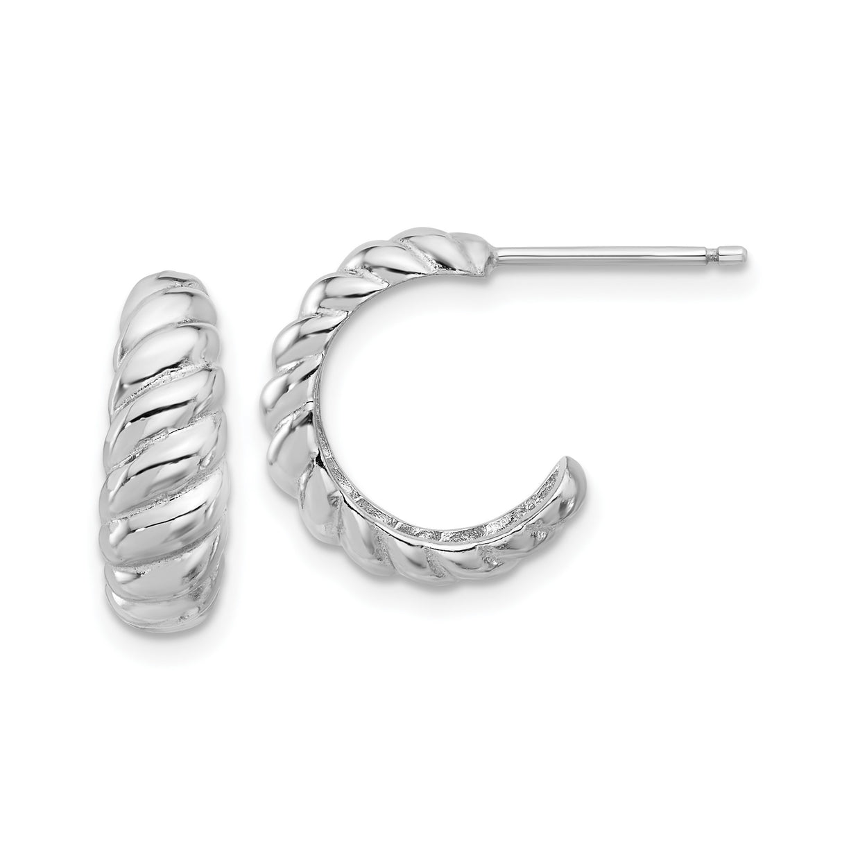 Sterling Silver Hoop Earrings with Twisted Rope Design and Polished Finish