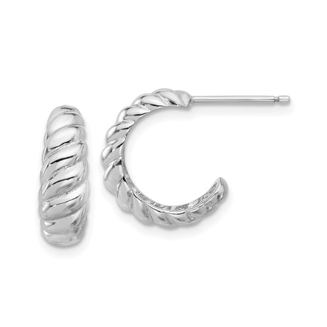 Sterling Silver Hoop Earrings with Twisted Rope Design and Polished Finish