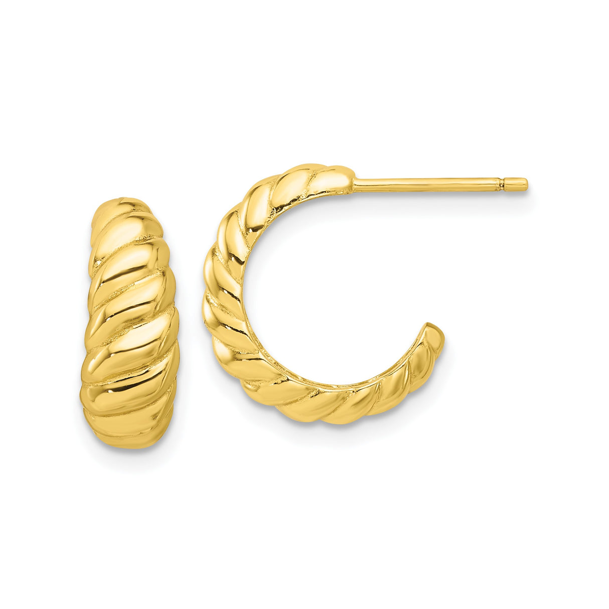 Sterling Silver Rope Hoop Earrings, Twisted Gold Vermeil Half Hoops for Women