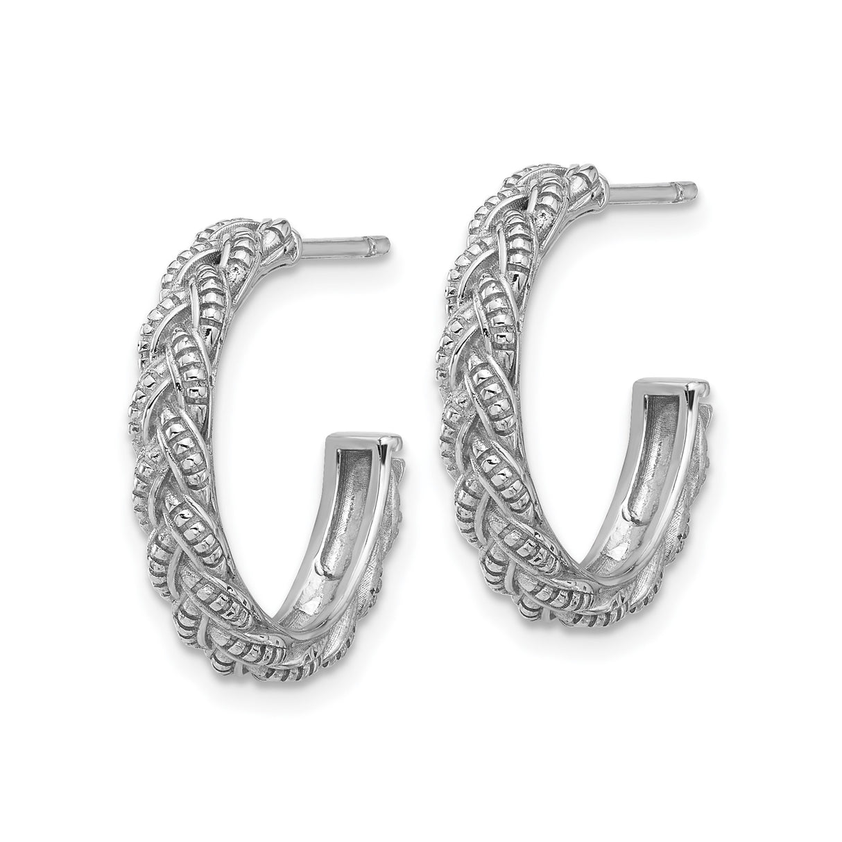 Sterling Silver Braided Hoop Earrings with Woven Pattern and Textured Design