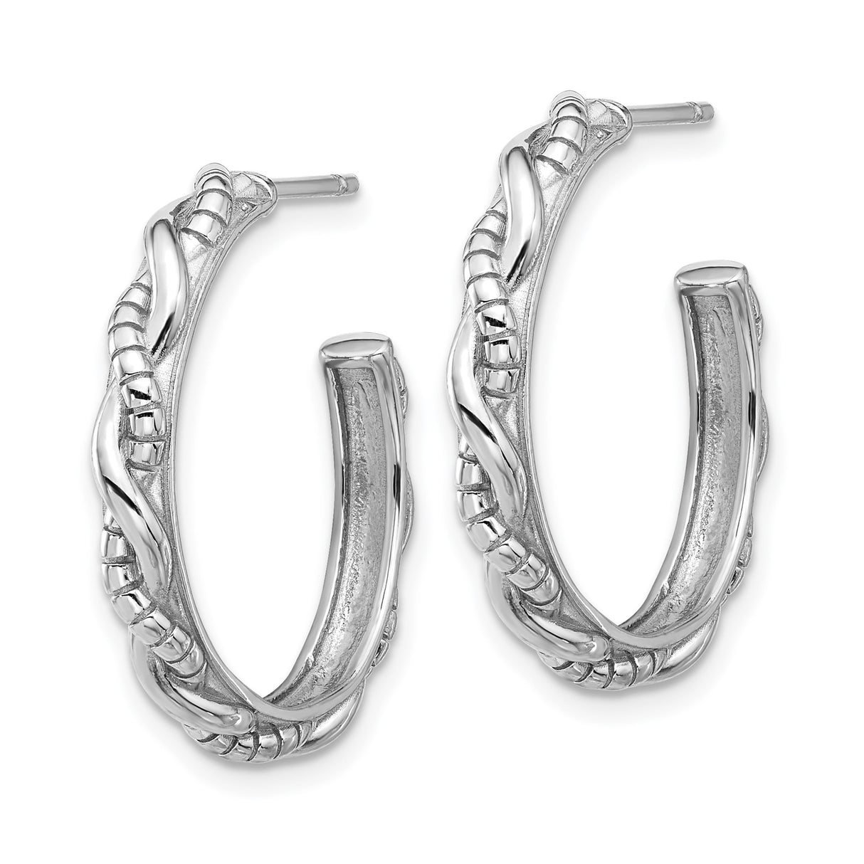 Sterling Silver Hoop Earrings with Twisted Rope and Braided Design for Women