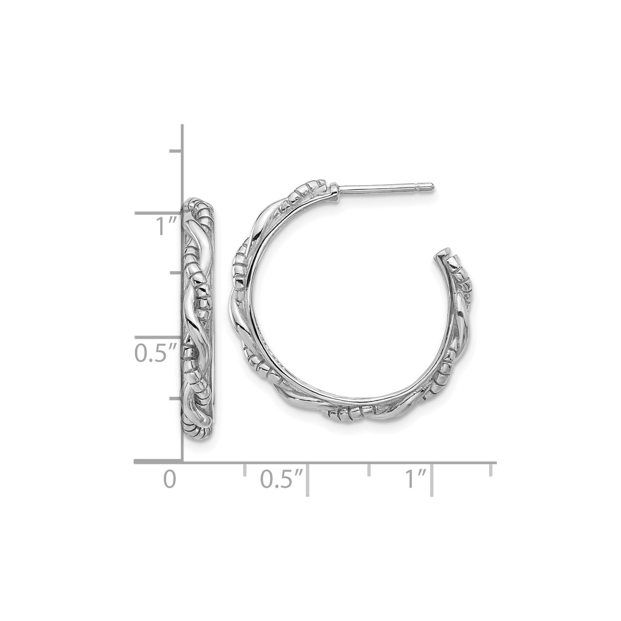 Sterling Silver Hoop Earrings with Twisted Rope and Braided Design for Women