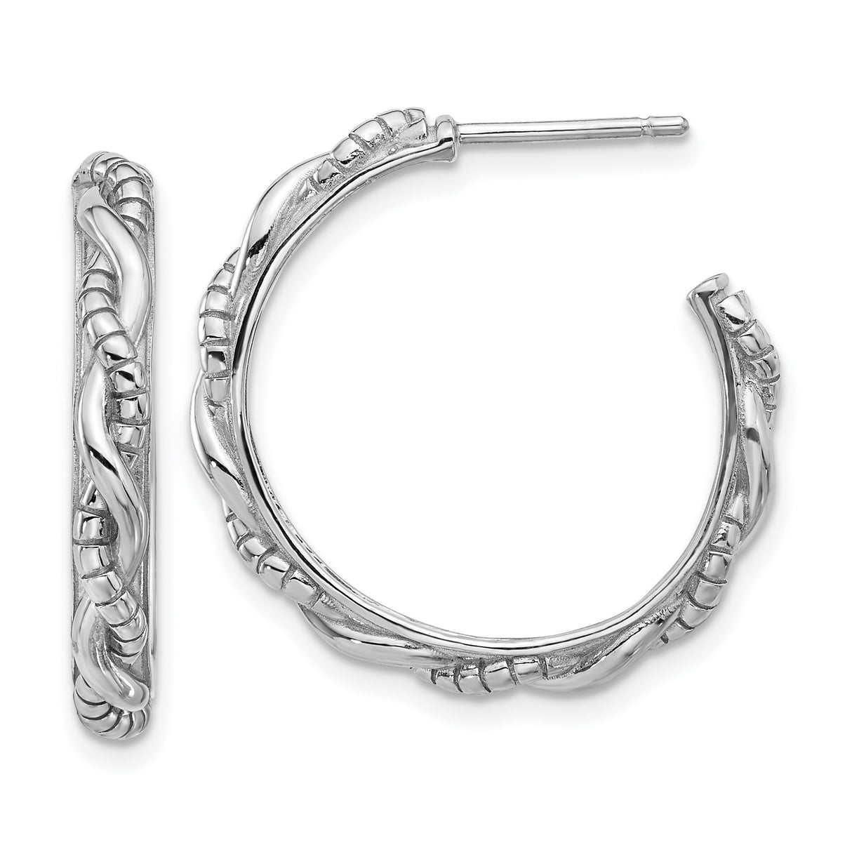 Sterling Silver Hoop Earrings with Twisted Rope and Braided Design for Women