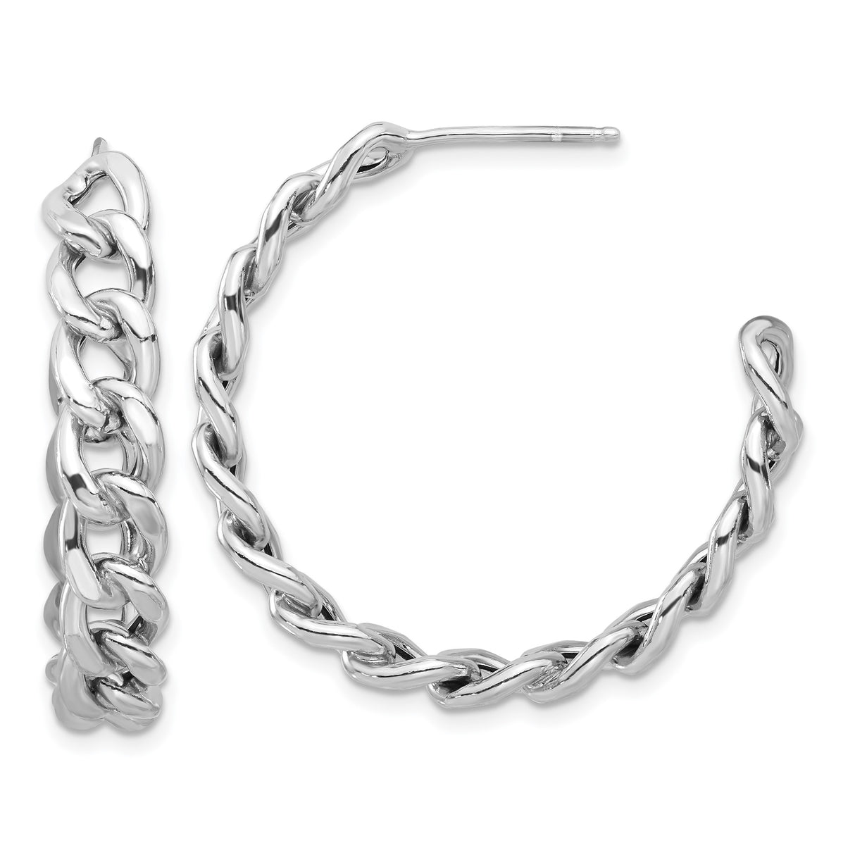 Sterling Silver Braided Hoop Earrings with Twisted Chain and Textured Design for Women