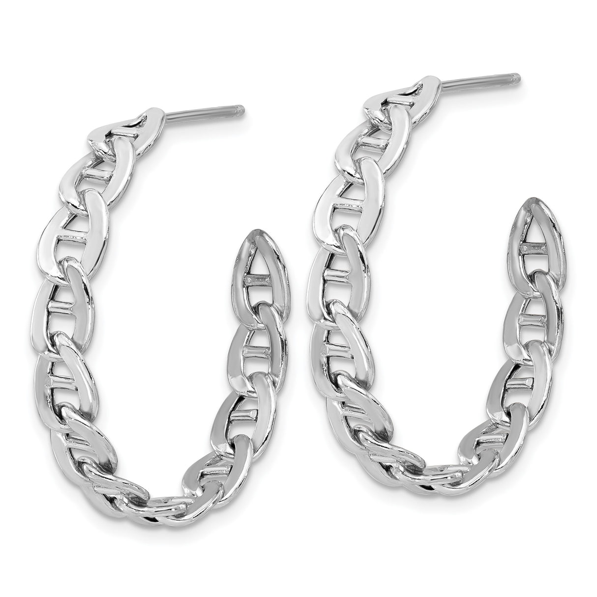 Sterling Silver Hoop Earrings with Twisted Chain-Link Design, Bold Chunky Modern Style